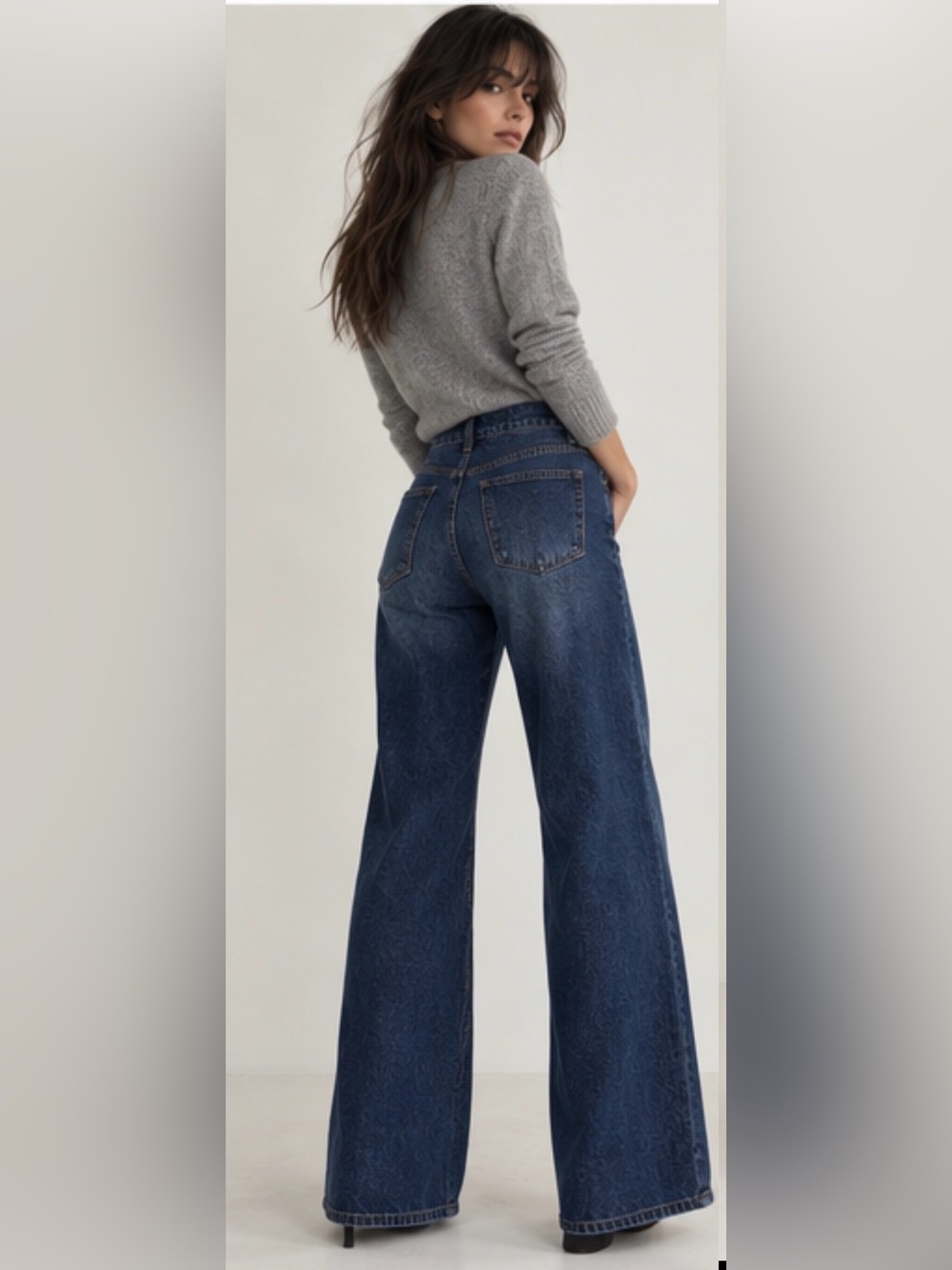 NWOT Gaiety Dark Wash Mid Rise Wide Leg Stretch Jeans Size M - Picture 2 of 9